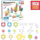 PicassoTiles 60 pc Magnet Tiles Building Block Travel Size Magnetic Marble Run Construction Toy Set Mini Diamond Marble RaceTrack Building Blocks Playset Education STEM Learning Kit Boy Girl 3+ PTMG60 by TinyTreasures Baby Boutique