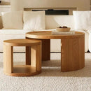 Round Nesting Coffee Table Set of 2,31.5" Large & 18" Small Low Tables with Wood Look Top,Space-Saving Side Tables for Living Room,Bedroom,Office,Minimalist Center Table Set (Brown, L+S) by CozyNest Decor