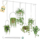 Plant Hanger Indoor with 6 Hanging Chains Hanging Planters for Indoor Plants Hanging Plant Holder Window Plant Shelves White Metal Rod(Pot not Included by CozyNest Decor