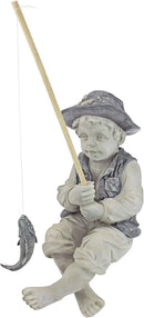 Design Toscano Frederic the Little Fisherman of Avignon Boy Fishing Garden Statue, 15 Inch Tall, Cast Stone Resin, Two Tone Stone Finish by GreenHaven Gardens