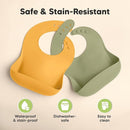KeaBabies 2-Pack Silicone Baby Bibs for Eating - Sturdy Food-Grade Silicone Bibs for Babies Girl, Boy, Large Food Catcher, Clean & Put On Easily, Waterproof Toddler Feeding Essentials (Harvest) by TinyTreasures Baby Boutique