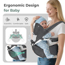 FRUITEAM Baby Carrier Newborn to Toddler, 6-in-1 Ergonomic & Adjustable Baby Carrier with Lumbar Support for All Seasons, Hands-Free, Adapt to Newborn, Infant & Toddler (Grey) by TinyTreasures Baby Boutique