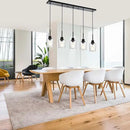 Black Chandelier 5 Light Dining Room Lighting Fixtures Hanging Linear Pendant Lights Industrial Modern Chandelier with Seeded Glass for Kitchen Island Living Room Bedroom Foyer Hall Entryway by CozyNest Decor