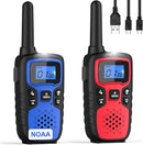 Wishouse Walkie Talkies for Kids Adults - Long Range Rechargeable 2 Way Radios,Gift,Hiking Accessories Camping Gear with Lamp,SOS Siren,NOAA Weather Alert,VOX,Easy to Use Red Blue 2 Pack by TinyTreasures Baby Boutique