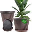 Large-Planter-Indoor-Outdoor Plant Pots, 16 inch 4 Pack Plastic Flower Pots with Saucer And Drainage Holes, Modern Garden Planters For Planting Medium Large Plants， Decorative Resin Garden Pots by CozyNest Decor