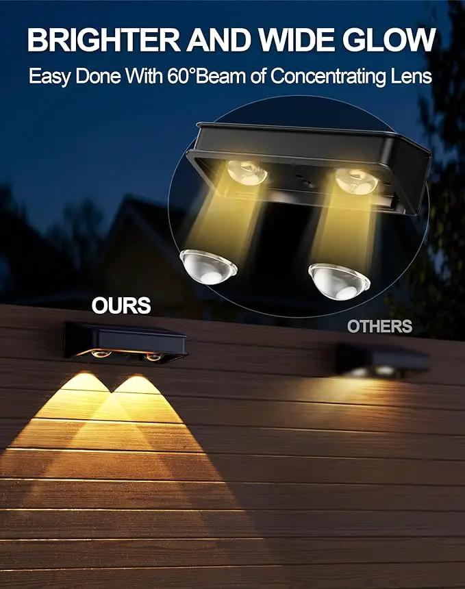 Solar Fence Lights 10 Pack, 9 Color Modes Outdoor Bulb Waterproof Led IP65, Solar Outdoor Lights for Backyard/Railing/Step/Wall/Patio/Yard (Black), photo 5 of 8