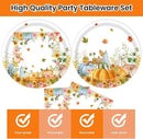 40Pcs Fall Paper Plates and Napkins Party Supplies, Disposable Thanksgiving Pumpkin Flower Wreath Plates Napkins Dinnerware Set for Autumn Theme Party Decorations (Fall) by CozyNest Decor