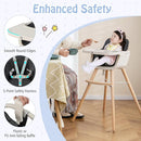 BABY JOY Baby High Chair, 3-in-1 Convertible Wooden Highchair for Babies & Toddlers, Infant Feeding Chair w/ 5-Point Safety Harness, Footrest, Adjustable Legs, Removable Tray & PU Cushion (Black) by TinyTreasures Baby Boutique