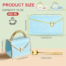 Zubebe 2 Sets Coffee Mug Elegant Handbag Shaped Cup Modern Ceramic Purse Mug with Spoon and Saucer, 10oz Cute Creative Tea Cup for Office Home Woman Girls Gift (White,Blue) by CozyNest Decor