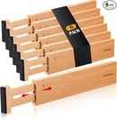Fabsome Drawer Divider 6 Pack, Bamboo Dresser Organizers for Clothes Socks Underwear Baby Clothing, Wooden Separators for Nursery Organization Adjustable from 12.5'' to 17'' with Soft Foam Ends by CozyNest Decor