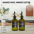 Green Glass Olive Oil Dispenser Bottle For Kitchen By Verpsace,Avocado Oil Dispenser Set, Modern Decor, Gold Kitchen Accessories for Home, Airbnb, Cafe (Black, Set of 2) by CozyNest Decor