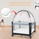 Pack N Play Tent - Mini Crib Tent to Keep Baby from Climbing Out - Crib Net to Keep Baby in - Pop Up Breathable Cribs Cover - Canopy with Upgrade Strong Mesh and Durable Zipper (Gray, Small) by TinyTreasures Baby Boutique