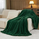 NEWCOSPLAY Faux Fur Throw Blanket Dark Green 3D Ribbed Plush Thick Warm Blanket for Couch Sofa Bed 850GSM (Dark Green Ribbed, Throw(50"x60")) by CozyNest Decor