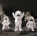 3 Pcs Silver White Astronaut Statues Set, Spaceman Sculpture Figurines Home Ornament Cake Toppers Gift by CozyNest Decor