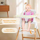 Ezebaby Folding Wooden High Chairs, 3-in-1 Convertible Baby High Chair, Dining Booster Seat, Toddler Chair, Easy Clean High Chairs for Babies and Toddlers with Large Adjustable Tray- Solid White by TinyTreasures Baby Boutique