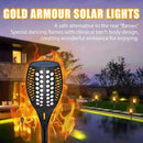 Gold Armour 2 Pack Solar Lights Upgraded - Flickering Flames Torch Solar Path Light - Dancing Flame Lighting 96 Led Dusk to Dawn Flickering Tiki Torches Outdoor Waterproof Garden by GreenHaven Gardens