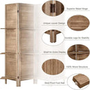 Room Divider with Shelves, Privacy Screen, Room Dividers and Folding Privacy Screens, 6 Panel Wood Temporary Wall Partition Separation Separator, Brown by CozyNest Decor