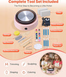 VEVOR Mini Pottery Wheel, 6 inch Turntable, Forward and Reverse Rotation, Adjustable Speed, Electric Clay Wheel for Kids and Beginners, with Shaping Tools, for Home DIY, Pottery Classes, Pink by TinyTreasures Baby Boutique