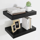 Fun Memories Black Floating Shelves for Wall - 10 x 16 Floating Shelf - Rustic Wood Storage Shelf - Wall Shelves with Invisible Bracket - 16" Bookshelves for Living Room & Bedroom - Black - Set of 2 by CozyNest Decor