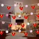 Red Heart String Lights 9.85 Ft Valentines Light with 20 LEDs 20 Pink Pom Poms Garland Lights Battery Operated with Timer Valentines Decorations for Wedding Party Valentine Decor by CozyNest Decor