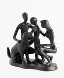 Family and Dog Statues, Cast Iron Family of 3 Figurine, Gift for Dog Lovers,Dog Memorial Gift, Black by GreenHaven Gardens
