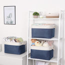 Bidtakay Storage Baskets Collapsible [3-Pack] Decorative Storage Bins with Cotton Rope Handles 15 X 11 X 9.5 Inch Organizing Baskets for Shelves Clothes Closet Navy Blue Baskets for Gifts Empty by TinyTreasures Baby Boutique