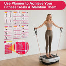 Vibration Plate Exercise Machine Poster - Upgraded 6 Workout Guidance & 10 Pcs Planner & 10 Pcs Double-Sided Clips, Comprehensive Whole Body Wave Vibrating Workout Chart, Pink
