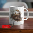 Customized Vintage Locomotive Design Ceramic Cup, Personalized Steampunk Train Coffee Mug 11oz 15oz, Unique Custom Name Mug Gift For Train Enthusiasts, Steam Engine White Mug by CozyNest Decor
