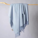 CUDDLE DREAMS Silk Throw Blanket with Hand-Knotted Fringe, Natural, Soft & Breathable (Ice Blue) by CozyNest Decor