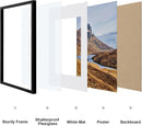 Vittanly 16x24 Picture Frames Set of 9, Shatter Resistant Plexiglass, Display 12x18 Pictures with Mat or 16x24 without Mat, Photo Frames for Wall or Tabletop, PVC Frame, Black by CozyNest Decor