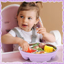 Nuogo 1 Pcs Stainless Steel Baby Suction Plates with Removable Silicone Shell 2-in-1 Metal Toddler Bowl Divided for Picky Eaters Kid Feeding Led Weaning Supply, Dishwasher Safe (Purple) by TinyTreasures Baby Boutique