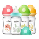 YOHKOH Natural Glass Baby Bottle with Natural Response Nipple, Newborn Anti-Colic Baby Bottles, Wide Neck Mushroom Cap Baby Bottle, Clear (Multicolour1, (5.4oz (Pack of 4)) by TinyTreasures Baby Boutique