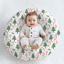 Cartoon Winter Christmas Tree Stars Leaves Pattern Baby Lounger Cover, Unisex Removable Infant Newborn Snug Fit Floorseat Sleeping Lounger Slipcover for Boys Girls Lounger Pillow, Cover Only-24*26 by TinyTreasures Baby Boutique