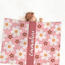 Custom Name Crib Bedding Set for Baby Girls – Personalized Pink Flower 3-Piece Nursery Bedding with Blanket, Fitted Sheet & Pillowcase – Baby Infant Toddler Shower Gift by TinyTreasures Baby Boutique