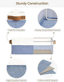 StorageWorks Narrow Storage Bins, Small Basket for Closet and Shelves, Fabric Organizer with Handles, Toilet Paper Storage, Blue and White, 2-Pack by CozyNest Decor