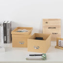 Soul & Lane Kraft Decorative Cardboard Storage Boxes with Lids, Set of 2 Stacking Keepsake Photo and Memory Boxes for Home & Office, Elegant Paperboard Organizers with Label Holders and Drawer Pulls by TinyTreasures Baby Boutique