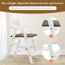 Solid Wood High Chair for Toddlers to Teens, Adjustable Height Toddler Dining Chair, Easy to Clean Toddler Highchair with Removable PU Cushion for Dining, Studying, Step Tool, White by TinyTreasures Baby Boutique