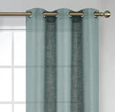 MIUCO Semi Sheer Curtains Poly Linen Textured Solid Grommet Curtains 95 Inches Long for Bedroom 2 Panels (2 x 37 Wide x 95" Long) Teal by CozyNest Decor