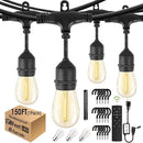 1-Pack 150 ft Outdoor String Lights with Remote Patio Lights Weatherproof, 45+3 Spare S14 Shatterproof Warm 2200K Bulbs, 3 Lighting Modes&Dimmable&Timer by CozyNest Decor