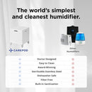 Carepod Cube Plus X50V Stainless Steel Humidifier - Easy to Clean, 3 Mist Level settings, Auto-Humidity & Auto Shut-Off Feature, One Touch Built-in Sanitization, No Filters, Lasts 32Hrs (1.1Gal/4.2L) by TinyTreasures Baby Boutique