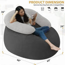 HABUTWAY Bean Bag Chair with U-Shaped Pillow for Adult and Kids Big BeanBag Chair with Filling Ultra Soft Teddy Fleece Couch Chair with Washable Cover for Living Room Bedroom, Dark Grey & Light Grey by CozyNest Decor