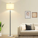 Nintiue Dimmable Floor Lamp for Living Room, 11W LED Bulb Included, Modern Standing Lamp with Marble Base, Tall Pole Light with White Linen Shade for Bedroom Reading Office Corner Nursery-Black by CozyNest Decor