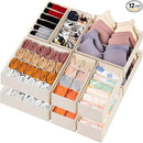 12 Pack Baby Clothes Organizer for Nursery, 116 Cells Fabric Foldable Dresser Closet Organizers and Storage Bins for Clothing, Women Men Underwear Socks, Bra, Ties, Scarf, Belt, Hair Accessories by CozyNest Decor