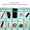Classroom Pocket Chart for Phone Calculator Holder Over The Door Hanging Closet Jewelry Organizer with 30 Clear Pockets (BEIGE) by CozyNest Decor
