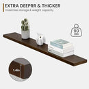 Floating Shelves 55 Inches Long - 8 Inch Deep Rustic Solid Pine Wood for Storage - Farmhouse Wall Mounted for Living Room - Heavy-Duty Metal Bracket - 55" W x 8" D - American Walnut Color by CozyNest Decor