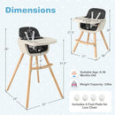 HONEY JOY Baby High Chair, 6-in-1 Eat & Grow Wooden Highchair/Toddler Chair with Removable Tray, 5-Point Harness, PU Cushion and Footrest, Convertible High Chair for Babies and Toddlers(Black) by TinyTreasures Baby Boutique