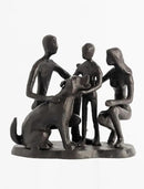 Family and Dog Statues, Cast Iron Family of 3 Figurine, Gift for Dog Lovers,Dog Memorial Gift, Black by GreenHaven Gardens