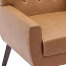 UIXE Faux Leather Accent Chair, Modern Arm Club Chair Upholstered Armchair for Living Room, Comfy Single Sofa Seats Button Tufted Reading Seating, Brown by CozyNest Decor