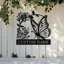 Custom Butterfly Metal Sign,Personalized Butterfly House Number Signs,Personalized Gardener Name Sign,Garden Patio Wall Decor (Style-5) by GreenHaven Gardens
