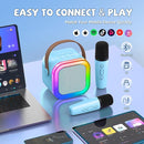 【2025 Newest】 Mini Karaoke Machine for Kids Girls & Boys - Portable Bluetooth Speaker with 2 Wireless Microphones - Kids Birthday Gifts for Ages 4-10 - Kids' Instrument Accessories - Blue by TinyTreasures Baby Boutique